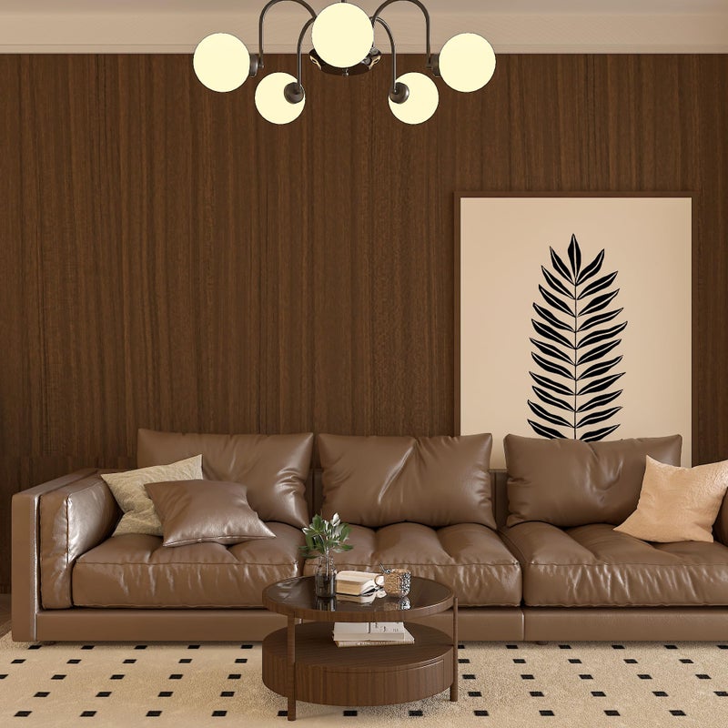 BAYYA Brown Walnut Wood Grain Wallpaper Waterproof Peel and Stick Wallpaper Decorative Furniture Stickers for Kitchen Cabinets Door Table Floor Shelf Drawer Liner Removable Self-Adhesive Film - Image 5